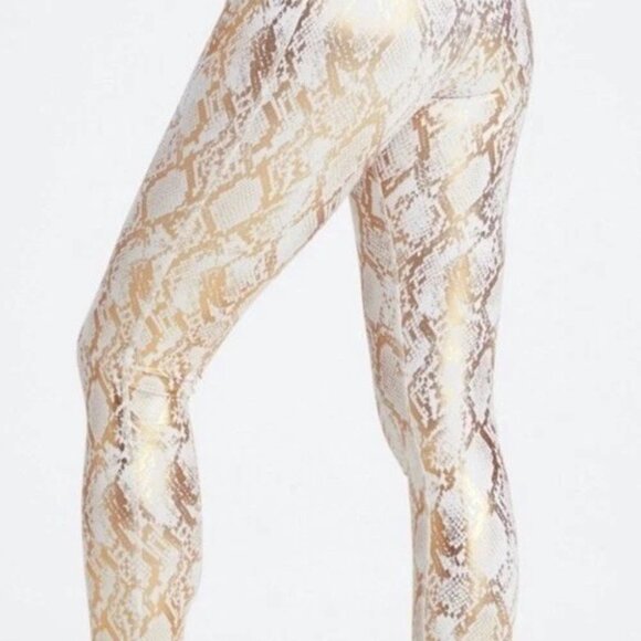 New Fabletics High-Waisted Foil Leggings Copper Foil Snake 7/8  (26" Inseam) - Picture 7 of 8